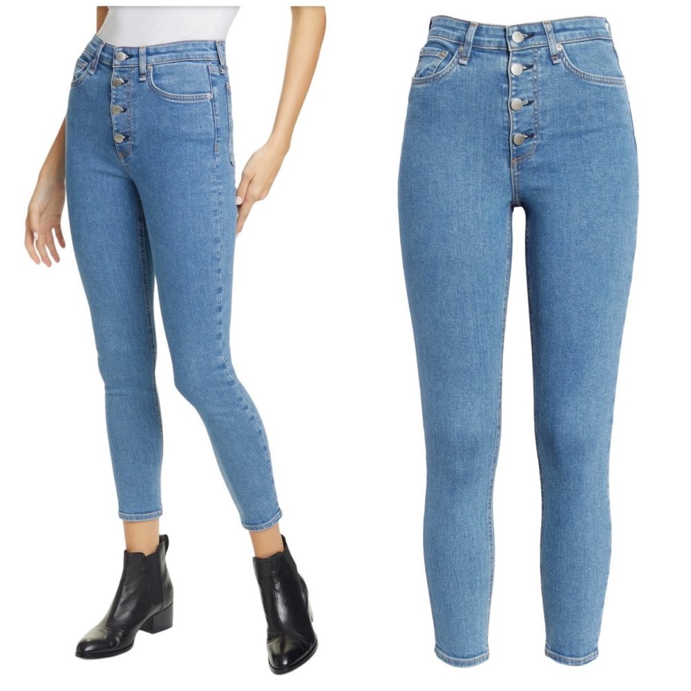 rag & bone Button Fly Nina High Rise Ankle Skinny 28